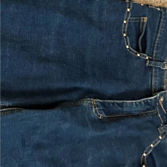 Lazer Cropped High Rise Silver Stud Embellished Straight Leg Jeans Size 7 - Picture 3 of 11